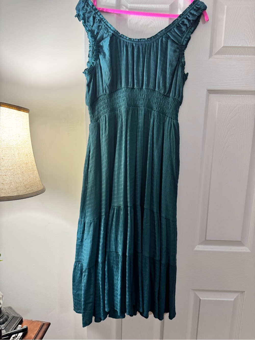 Amazon Teal Ruffled Strap Maxi Dress